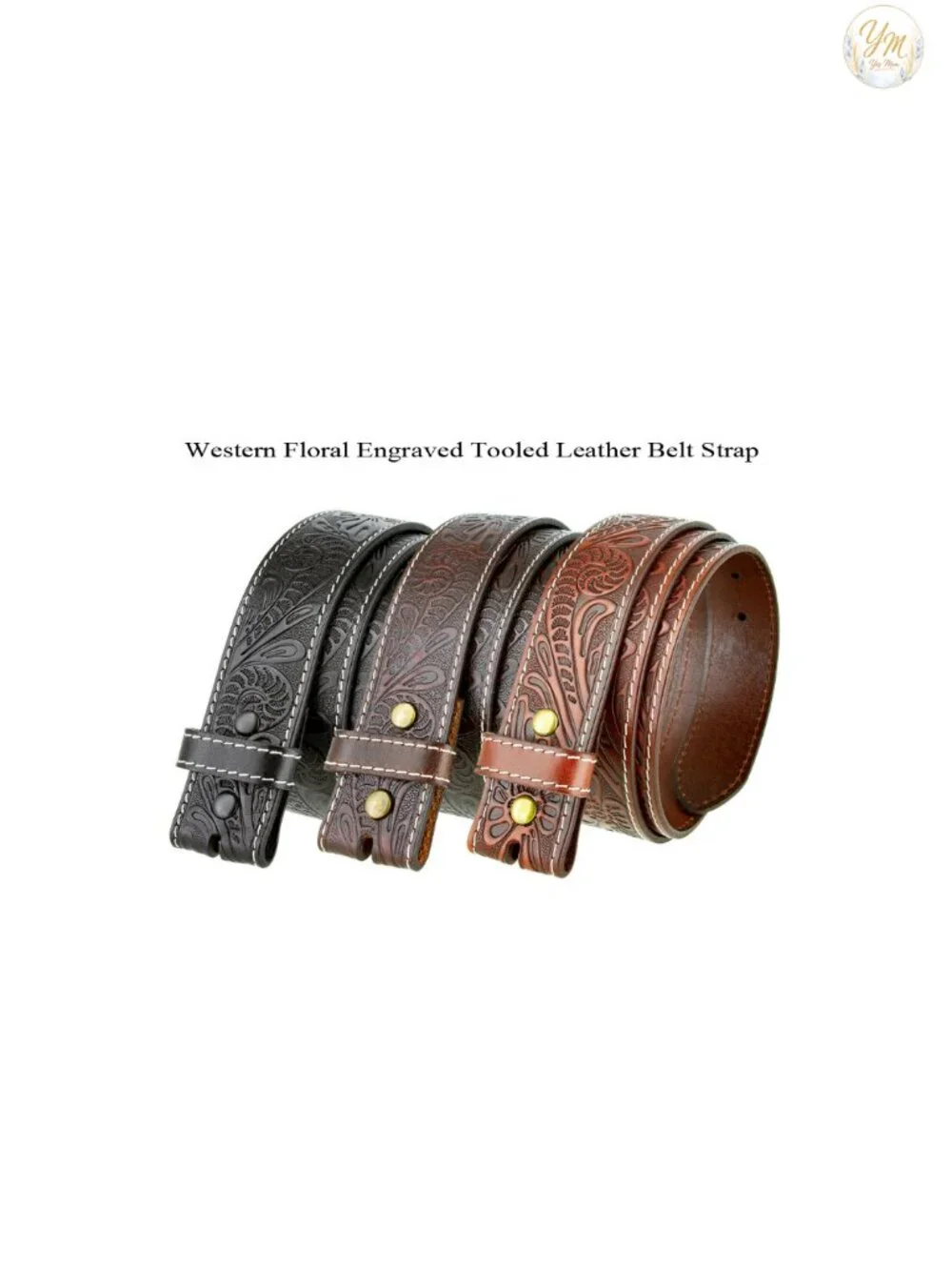 Full Grain Western Engraved Tooled Leather Belt 1.5